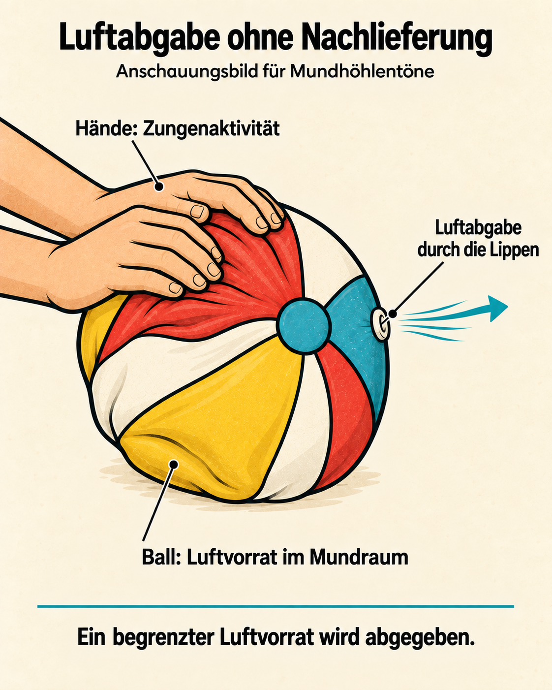 Abbildung 1: Luftabgabe ohne Nachlieferung. Ein begrenzter Luftvorrat wird abgegeben.